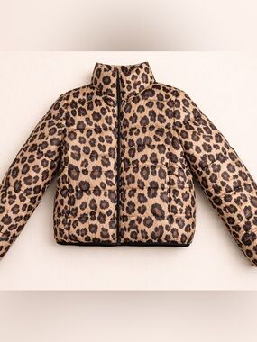 Joe Fresh x Jillian Harris Girls Leopard Print Puffer Jacket - Brown & Black